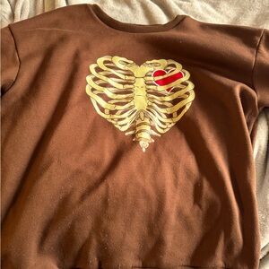 brown sweatshirt